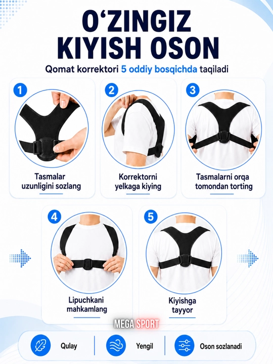 Kundalik foydalanish uchun qomatni to‘g‘rilovchi moslama