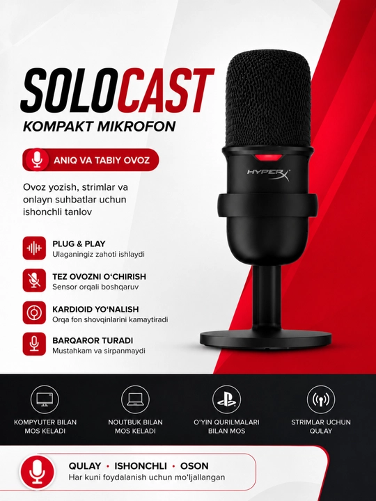 Микрофон HyperX SoloCast USB 4P5P8AA - 