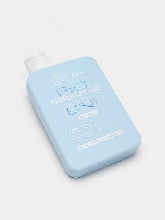 Namlantiruvchi dush uchun gel Sofderm Niacinamide B3 vitamini bilan, normal teri