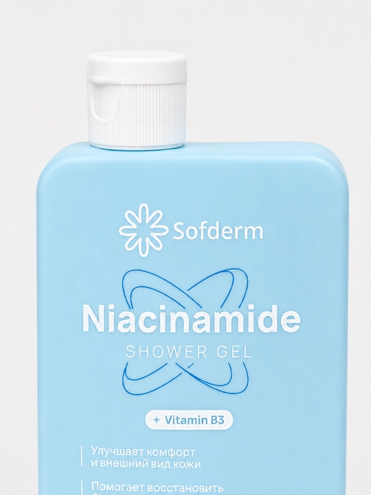 Namlantiruvchi dush uchun gel Sofderm Niacinamide B3 vitamini bilan, normal teri
