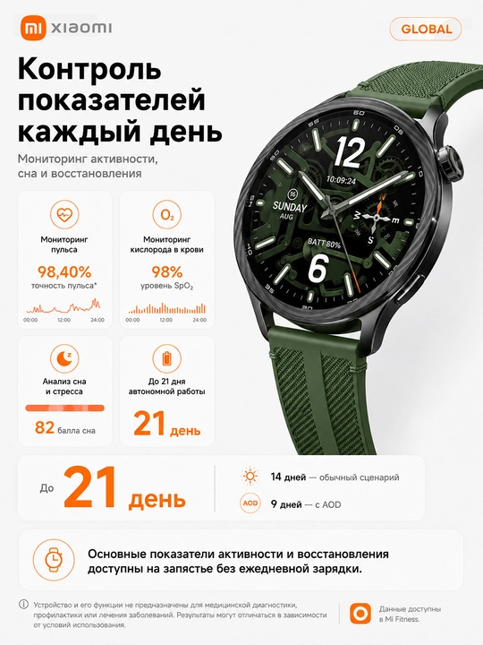 Aqlli soat  Xiaomi Watch S5 46 mm,AMOLED-displeyli 1.48", 21 kungacha ishlaydi, NFC,Global