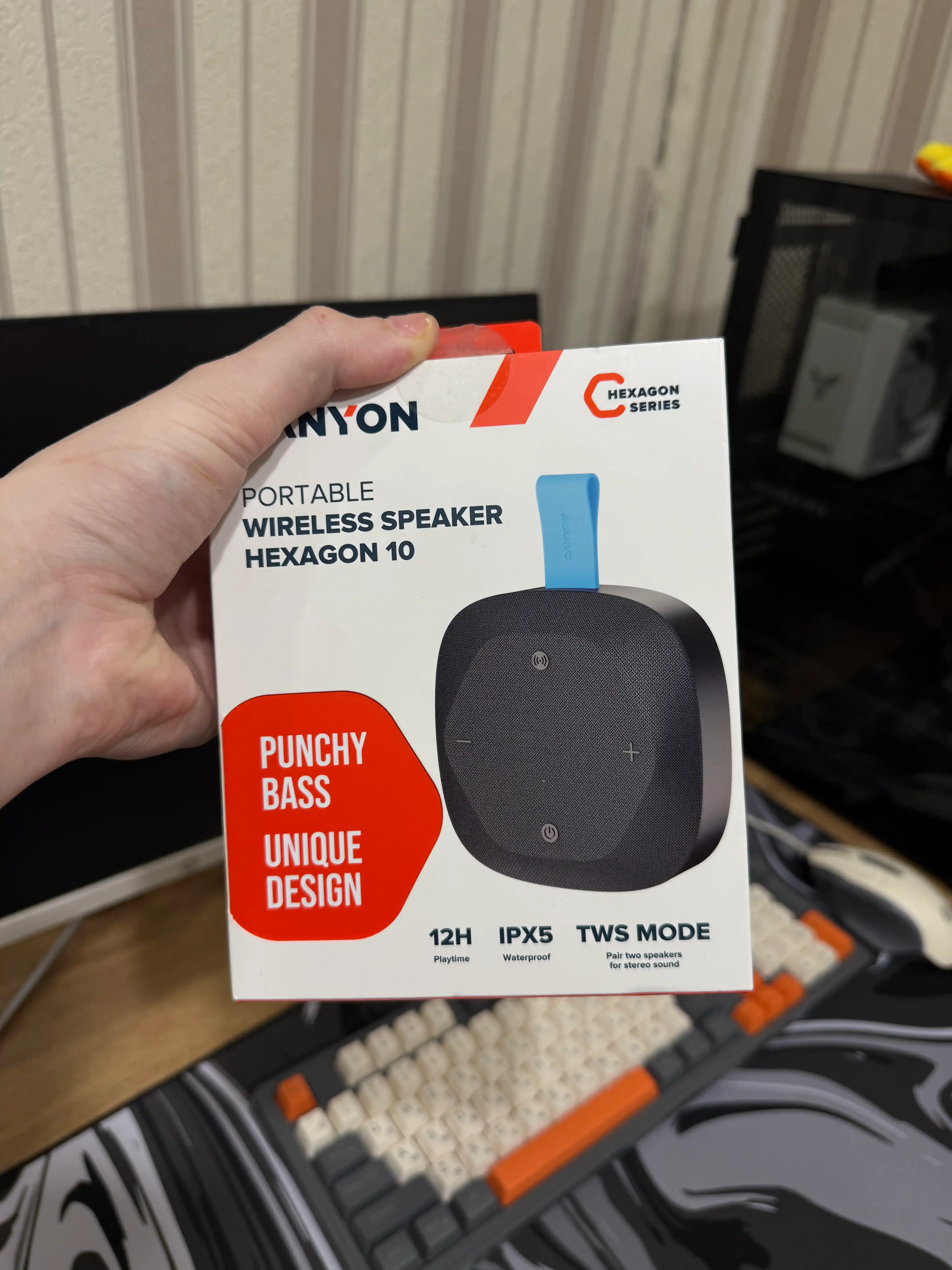 Portativ simsiz bluetooth kolonkasi Canyon Hexagon 10, TWS va IPX5 modellar uchun