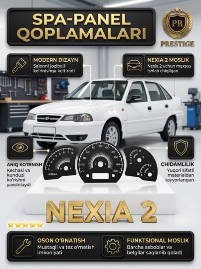 Nexia 2 uchun tablo qoplamasi, zamonaviy dizaynli spidometr nakleykasi - 