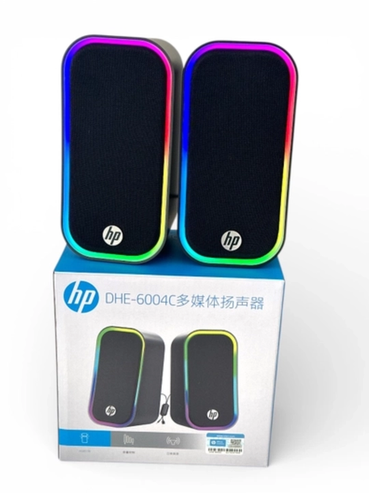 HP DHE-6004C USB Multimedia Dinamiklari, RGB Yoritishli Stereo Kompyuter Karnaylari