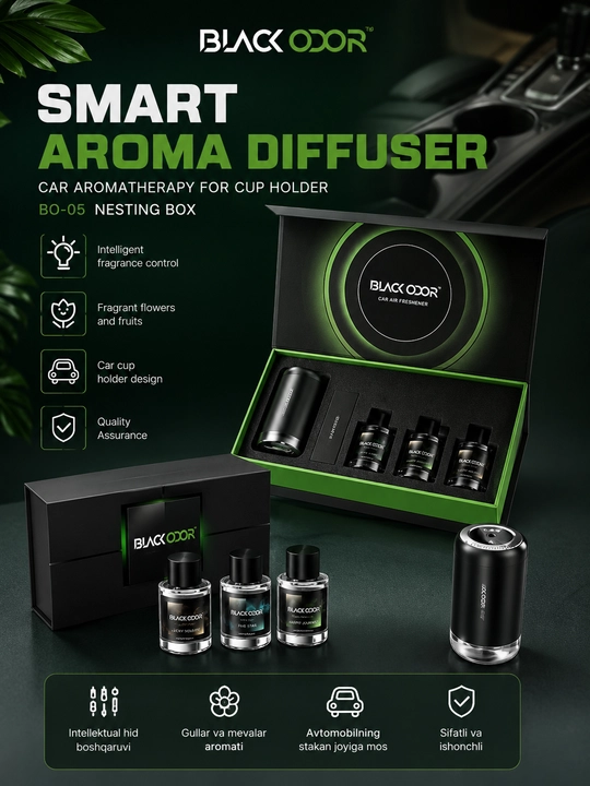 Увлажнитель воздуха Автомобильный увлажнитель Black Odor Smart Aroma Diffuser Ароматическ - 