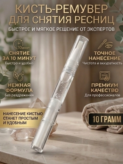 Кисть-ремувер для снятия ресниц, гель для удаления искусственных ресниц, 10 г - 