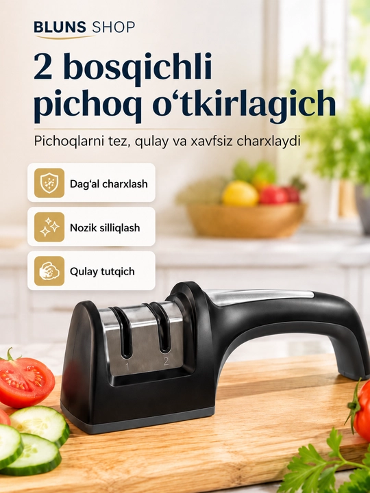 Точилка для ножей, ручная ножеточка для кухонных ножей - 