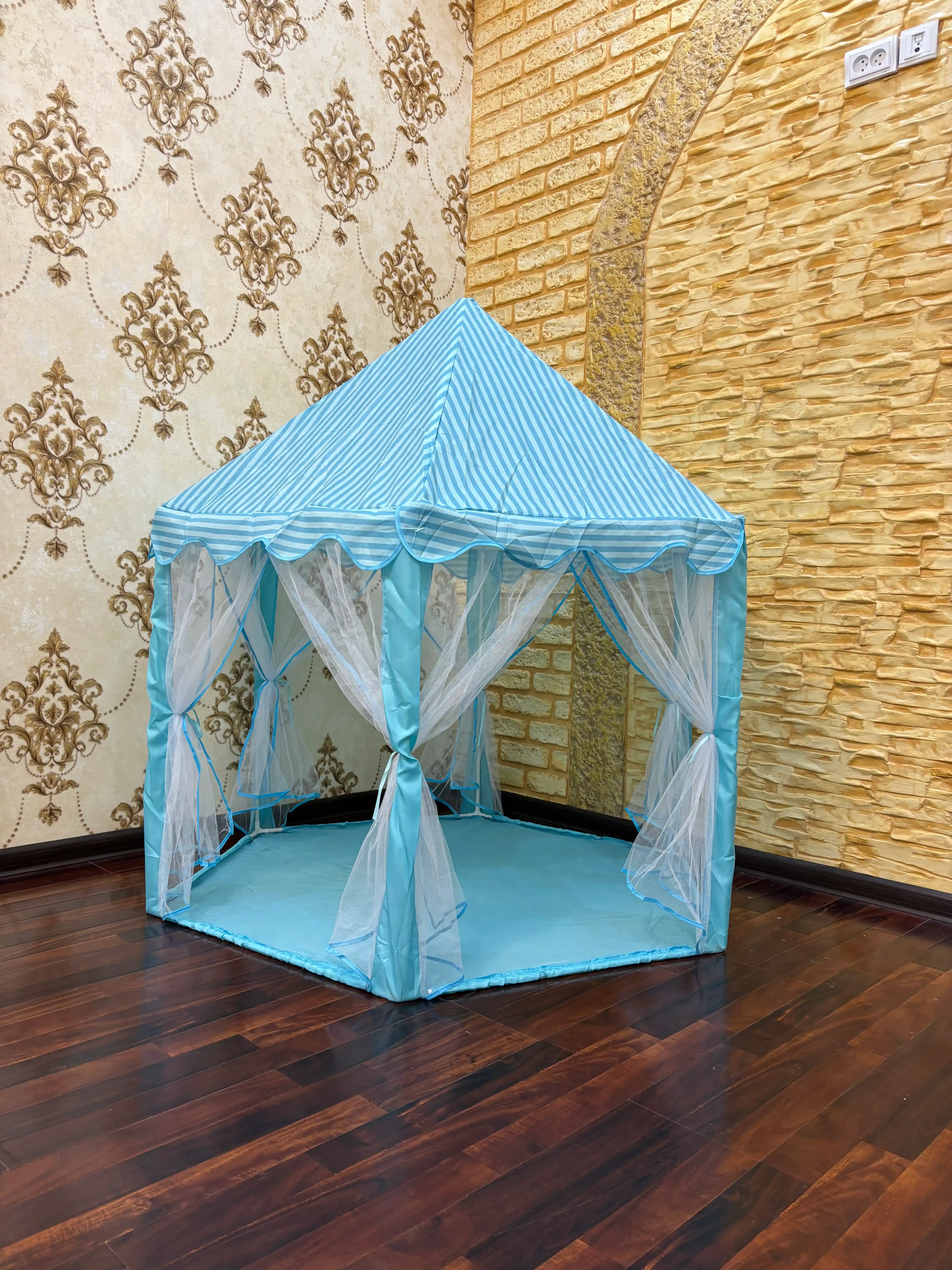 Bolalar chodiri oʻyin uychasi, yigʻiladigan matoli palatka, havorang, 140x100x135 sm