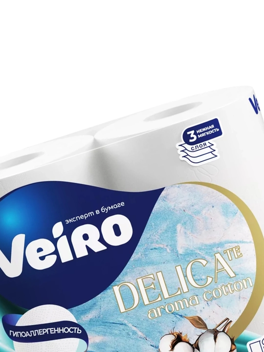 Veiro Delicate Aroma Белая Туалетная бумага, 3 слоя, 4 рулона