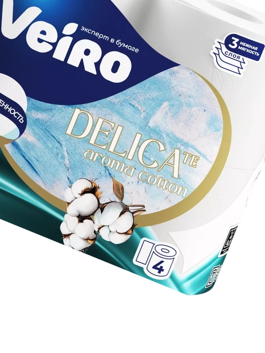 Veiro Delicate Aroma Белая Туалетная бумага, 3 слоя, 4 рулона