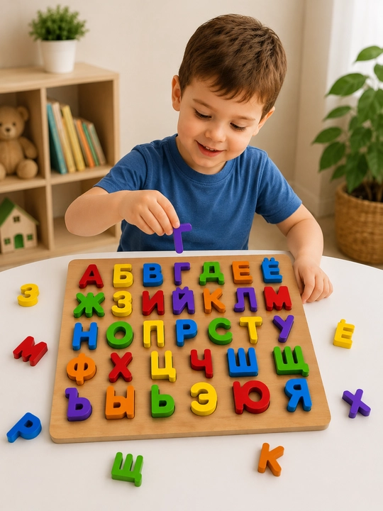 Деревянный пазл алфавит и цифры для детей, развивающая игрушка 3+