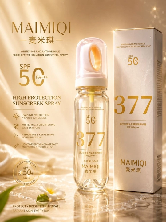 MAIMIQI 377 SPF50 PA+++ quyoshdan himoya spreyi, Oqartiruvchi va namlantiruvchi
