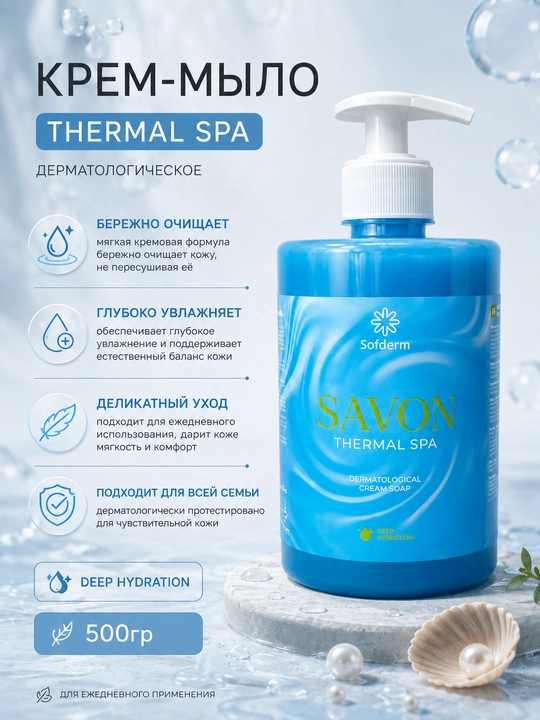 Sofderm Savon Thermal Spa Deep Hydration krem-sovuni, dozator bilan - 