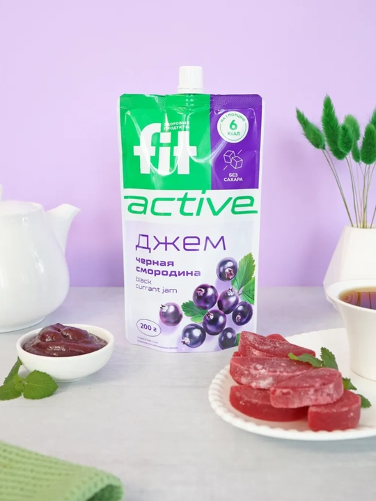 Джем без сахара FitParad, низколорийнная сладость со вкусом черники, Дой-пак, 200 г