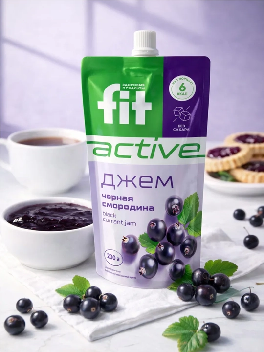 Джем без сахара FitParad, низколорийнная сладость со вкусом черники, Дой-пак, 200 г