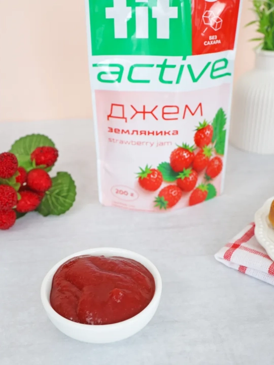 Джем без сахара FitParad, низколорийнная сладость со вкусом земляники, Дой-пак, 200 г
