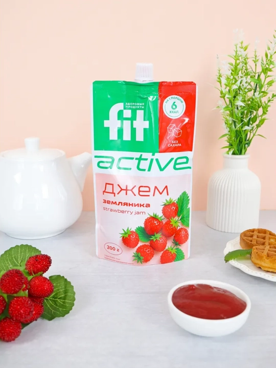 Джем без сахара FitParad, низколорийнная сладость со вкусом земляники, Дой-пак, 200 г