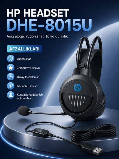 Hp dhe-8015u usb проводная стерео гарнитура с микрофоном для пк и ноутбука - 