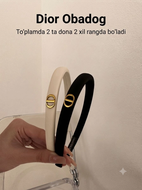 Ayollar va qizlar uchun soch obodogi, Celine va Dior obodoglari to'plamda 2 dona qora va oq - 