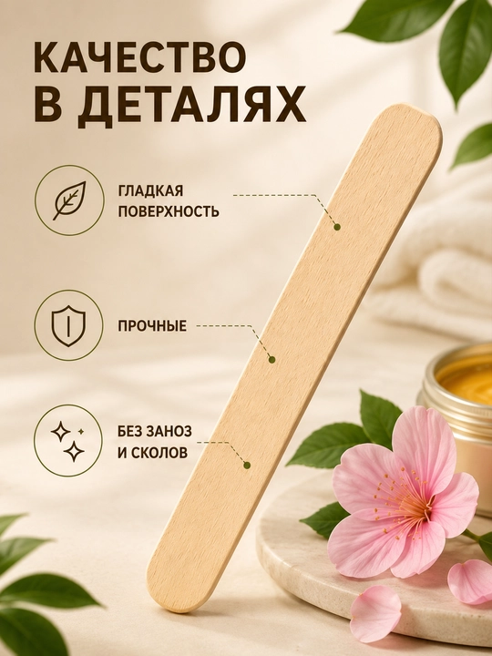 Деревянные шпатели для депиляции, одноразовые, 100 шт