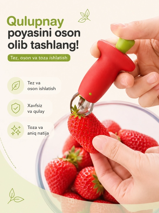 Qulupnay va pomidor bandini tozalagich, rezavor mevalarni tozalash uchun qo‘l pichog‘i - 