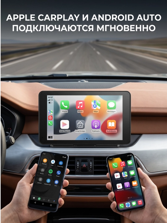 9.66" ekranli 4K avtomobil videoregistratori, GPS, Apple CarPlay va Android Auto