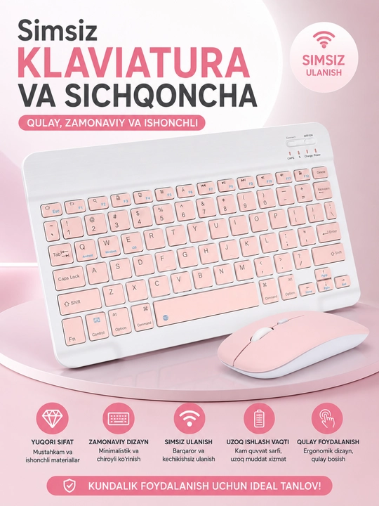 Simsiz Klaviatura va Sichqoncha To‘plami, 2.4GHz USB Wireless Keyboard & Mouse Combo - 
