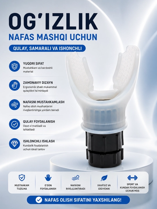 Nafas olish simulyatori, o'pkani kengaytirish uchun, kardio uchun trenajer, mini trenajer - 
