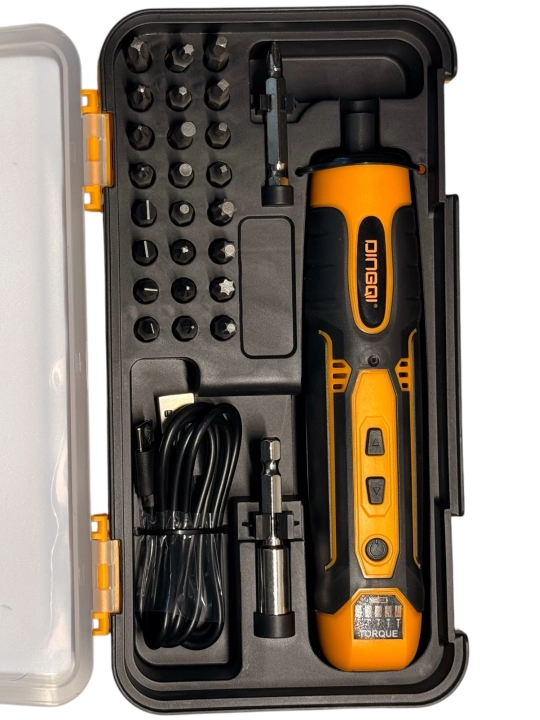 DINGQI JE01828 3.6V akkumulyatorli otvyortka, 300 ayl/min,28 ta bit to‘plami, USB Type-C