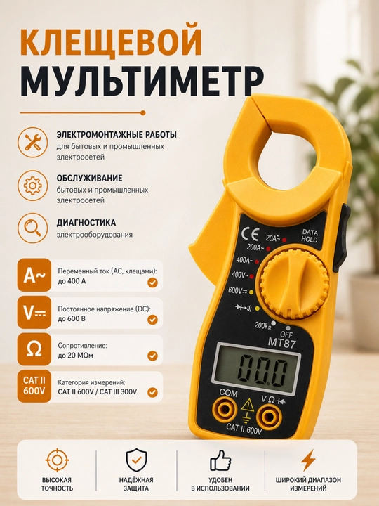 Клещевой мультиметр MT87 - 
