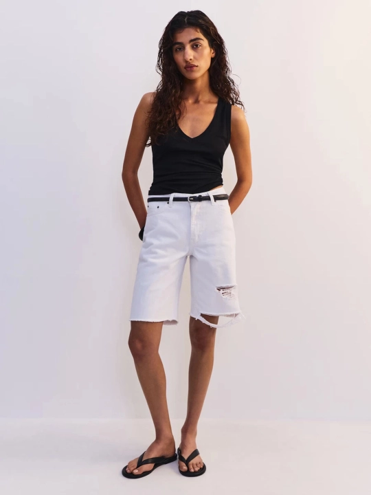 Ayollar jinsi shortigi F17 JEANS to'g'ri bichimli, 100% paxta