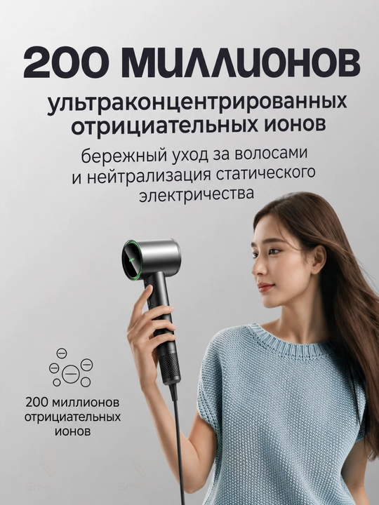 Фен REMAX HD06, 1600 Вт, ионизация, 2 скорости и 4 температурных режима