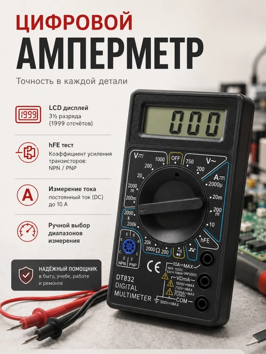 Цифровой мультиметр DT832 - 