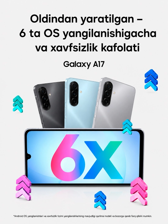 Смартфон Samsung Galaxy A17, 6.7" 90Гц экран, камера 50Мп, батарея 5000 мАч