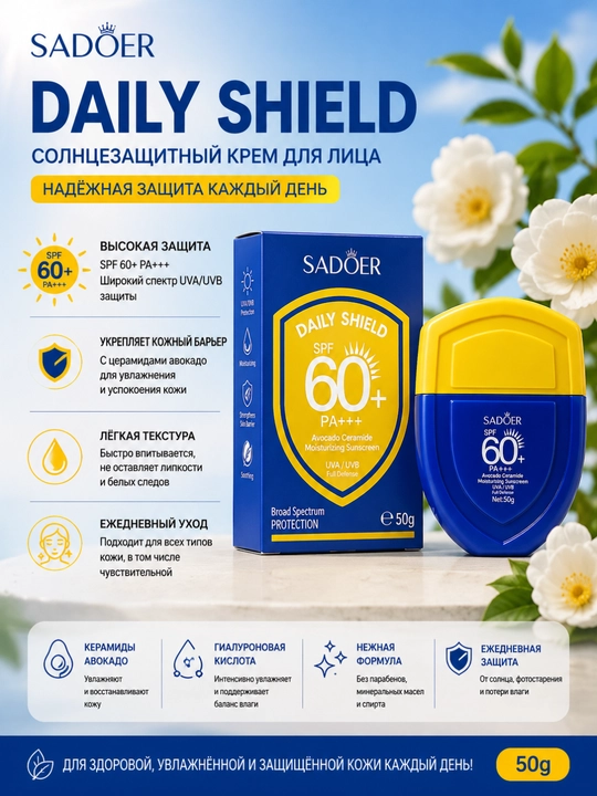 Yuz va tana uchun SPF 50 PA++++ quyoshdan himoyalovchi krem
