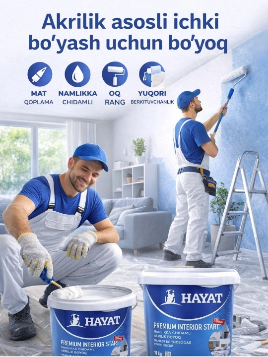HAYAT Ichki devorlar uchun akril bo‘yoq