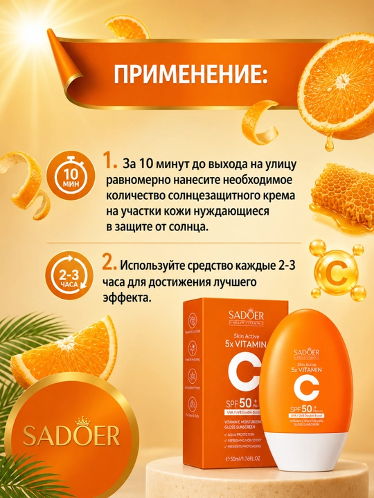 Yuz va tana uchun SPF 50 PA++++ quyoshdan himoyalovchi krem