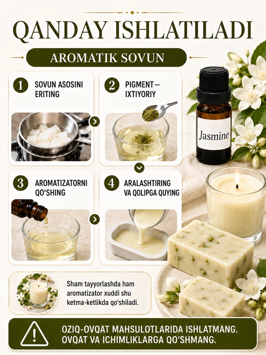 Sham va sovun uchun xushbo‘y hid, aromatizator, atirlar