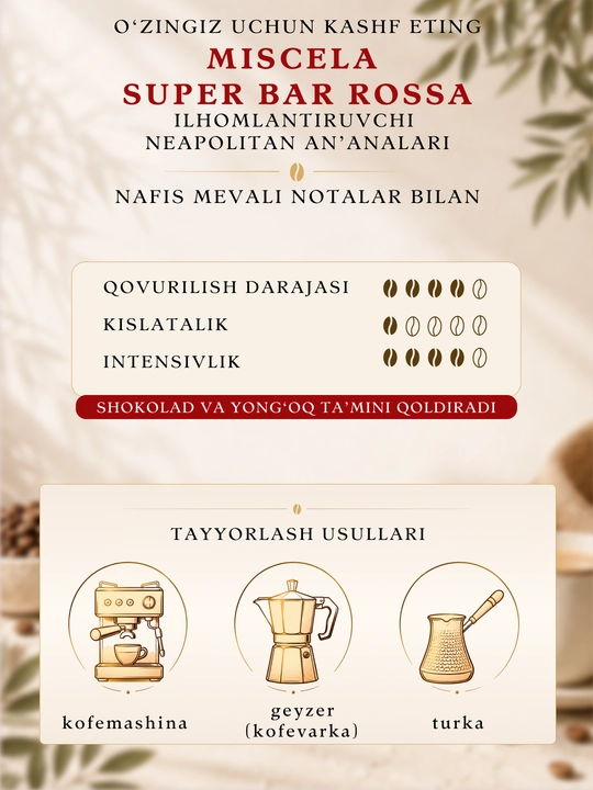 Toraldo Miscela Super Bar Rossa donali kofe 85%, arabika, 1 kg