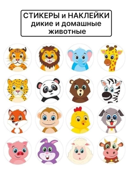 Stikerlar, mevalar, raqamlar, uy hayvonlari, yovvoyi hayvonlar, bolalar uchun, maktab