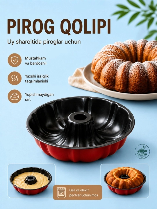 Keks, pirog, pishiriqlar uchun qolip, pirog uchun kuyishga qarshi qolip - 