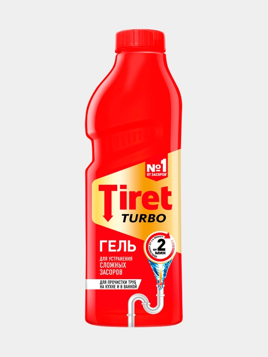 Гель Tiret Turbo для удаления засоров в канализационных трубах, 1 л