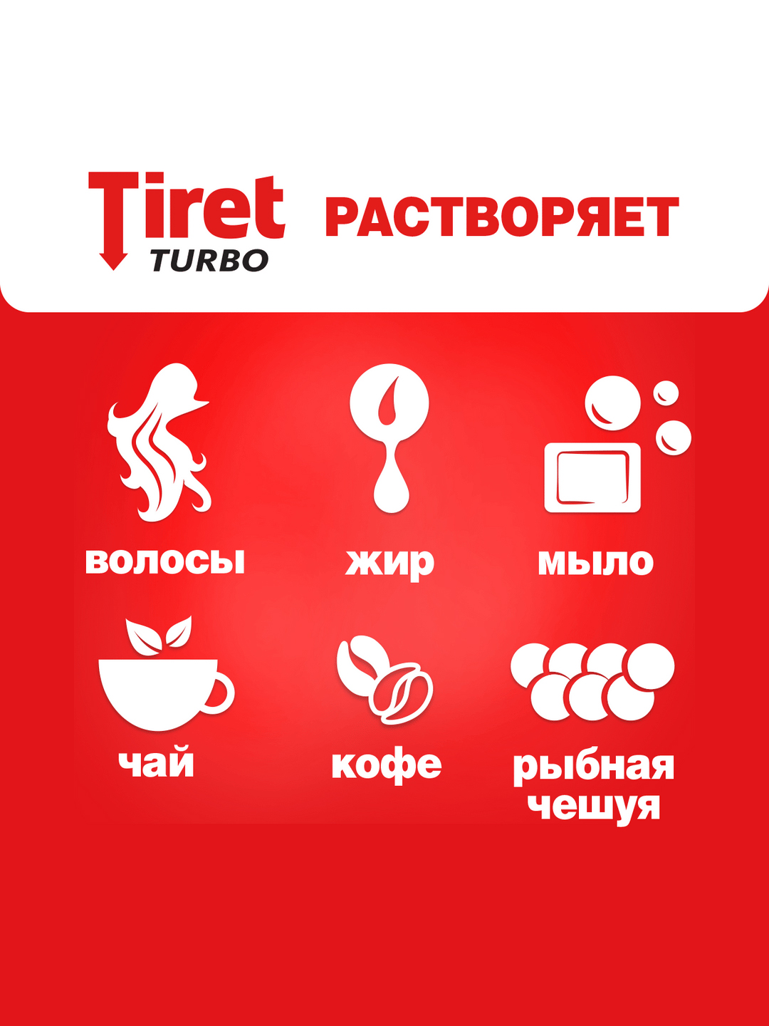 Гель Tiret Turbo для удаления засоров в канализационных трубах, 1 л