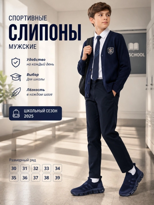 Kuzgi mavsum uchun slipon,  maktab uchun mos, yengil, nafas oluvchi, qulay poyabzal