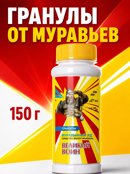 Воин гранулы от муравьев, средство против муравьев, 150 г - 
