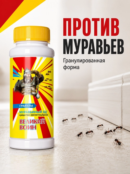Воин гранулы от муравьев, средство против муравьев, 150 г