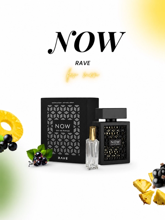Now Rave for Men erkaklar atiri, ananas, qora smorodina, atirgul va eman moxi notalari - 