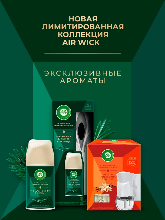 Air Wick avtomatik havo yangilagichi almashtirish balloni Rozmarin va Dolchin 250 ml
