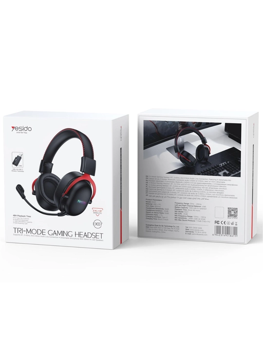 YESIDO EK07 Gaming Quloqchin RGB Bluetooth 2.4G AUX Mikrofonli Headset