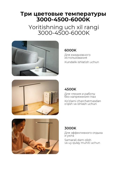 Stol lampasi Baseus Smart Eye Series Folding Desk Lamp White, yoritgich